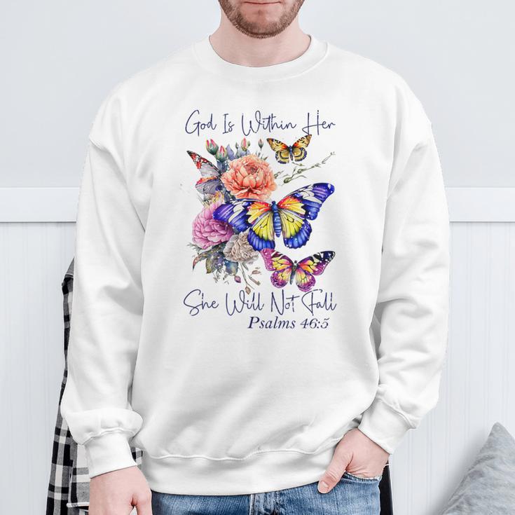 God Is Within Her Faith 聖句 詩篇 スウェットシャツ 高齢者への贈り物