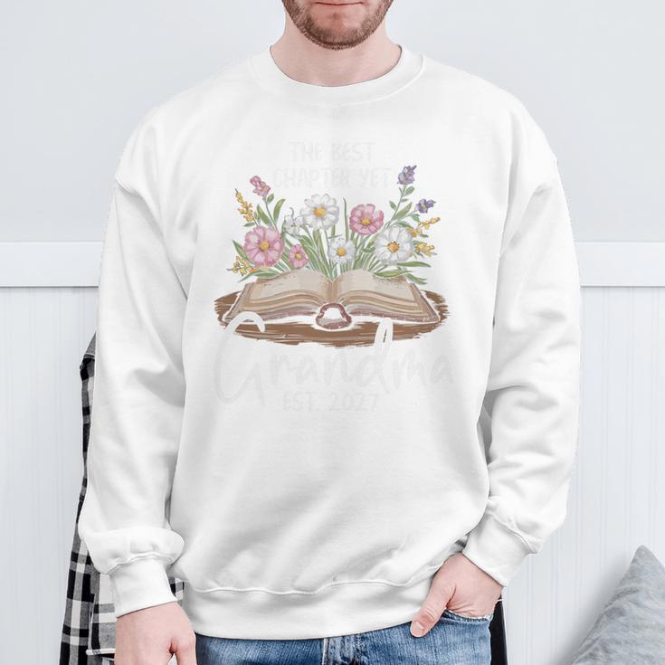 Grandma Est 2027 Best Chapter Yet Floral Book Premium Tri-Blend Sweatshirt Gifts for Old Men