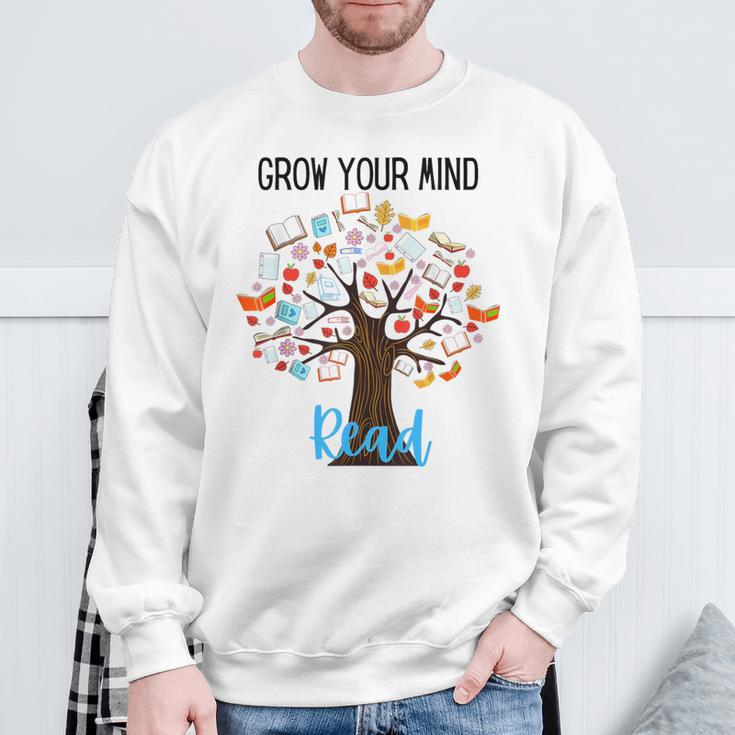 Grow Your Mind Read Reading Tree Books Librarian Teacher For Men Women Girls Kids Sweatshirt Gifts for Old Men