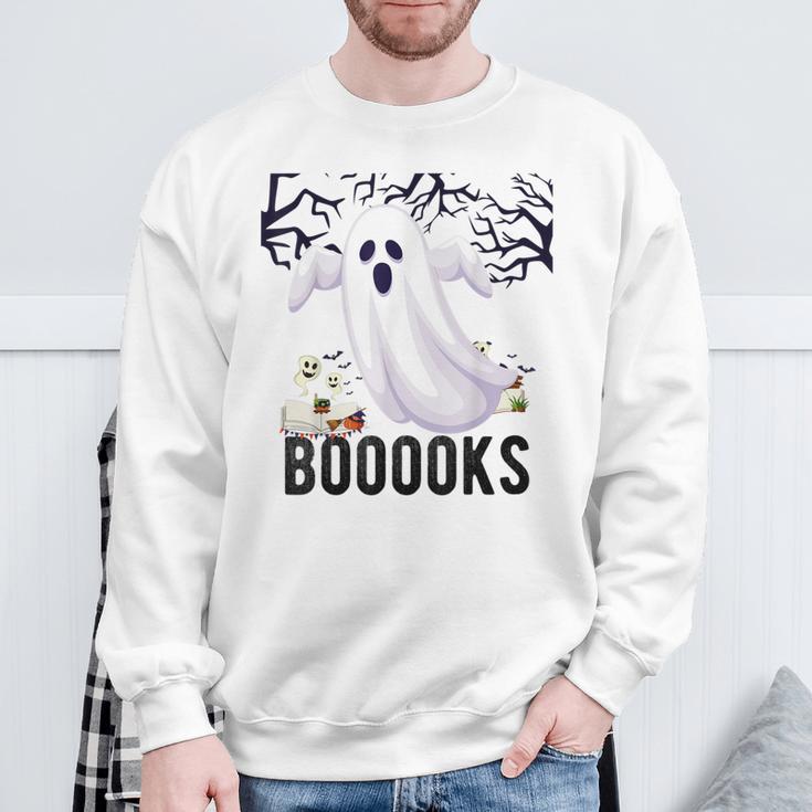 Halloween Teacher Librarian Books Reading Ghost Pun BOOOOKS For Men Women Kids Sweatshirt Gifts for Old Men