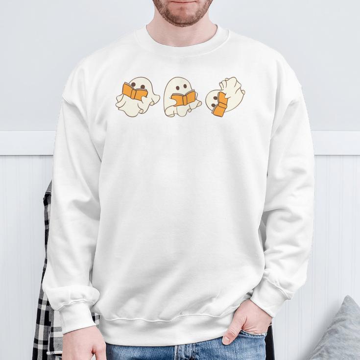 Haunted By My TBR Ghosts Reading Halloween Books Sweatshirt Gifts for Old Men