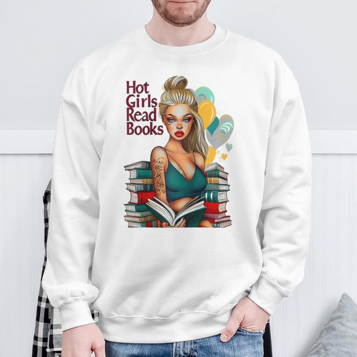Hot Girls Read Books Spicy Bookish Girl Dark Romance Reader Raglan Baseball Tee Sweatshirt Gifts for Old Men