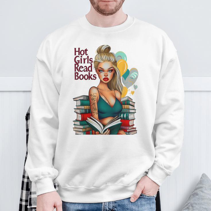 Hot Girls Read Books Spicy Bookish Girl Dark Romance Reader Sweatshirt Gifts for Old Men