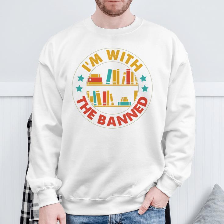 I'm With The Banned Books I Survived Reading Banned Books Sweatshirt Gifts for Old Men
