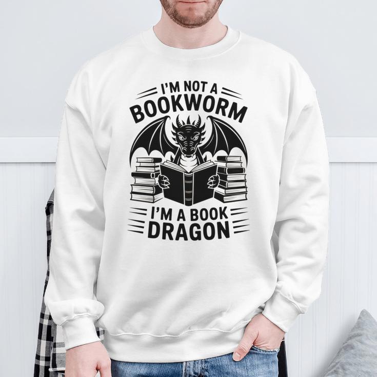 I'm Not a Bookworm I'm a Book Dragon Fantasy Readers Fun Sweatshirt Gifts for Old Men