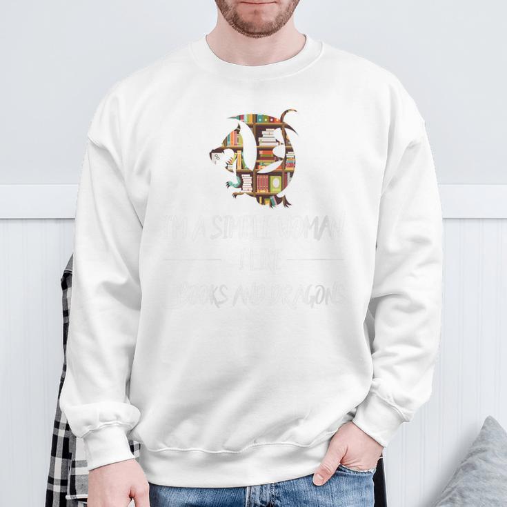 I'm a Simple Woman I Like Books And Dargons Dragon Sweatshirt Gifts for Old Men I'm a Simple Woman I Like Books And Dargons Dragon Sweatshirt Gifts for Old Men