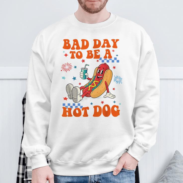 Its A Bad Day To Be A Hot Dog Hot Dog 4Th Of July Bbq Sweatshirt Gifts for Old Men