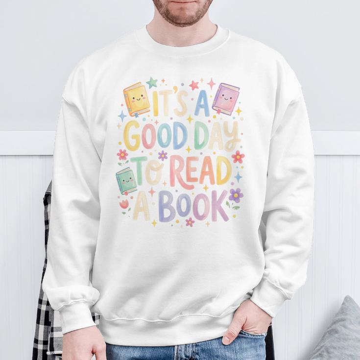 It’s A Good Day To Read A Book Cute Teacher Reading Premium Tri-Blend Sweatshirt Gifts for Old Men