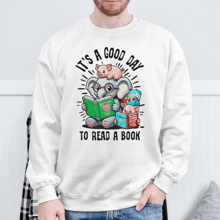 Its A Good Day To Read Book Lover Cute Pig And Elephant Sweatshirt Gifts for Old Men Its A Good Day To Read Book Lover Cute Pig And Elephant Sweatshirt Gifts for Old Men