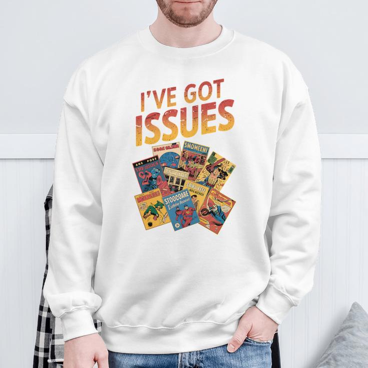 I'Ve Got Issues Comic Book Collecting Comfort Colors Crop Top Sweatshirt Gifts for Old Men