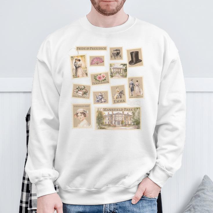 Jane Austen Book Classic Literature Stamp Collage Premium Tri-Blend Sweatshirt Gifts for Old Men