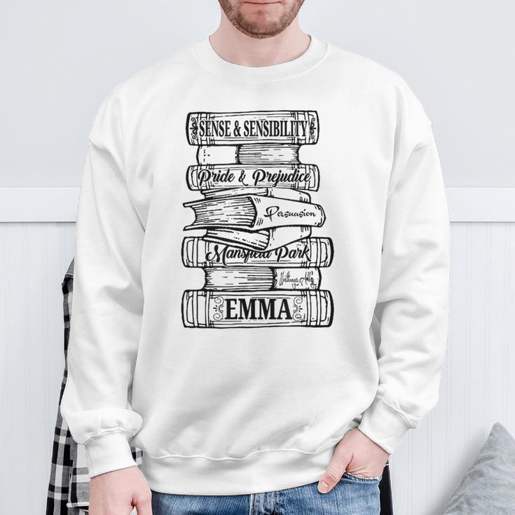 Jane Austen Book Stack Book Club Fans Romantic Novels Sweatshirt Gifts for Old Men Jane Austen Book Stack Book Club Fans Romantic Novels Sweatshirt Gifts for Old Men