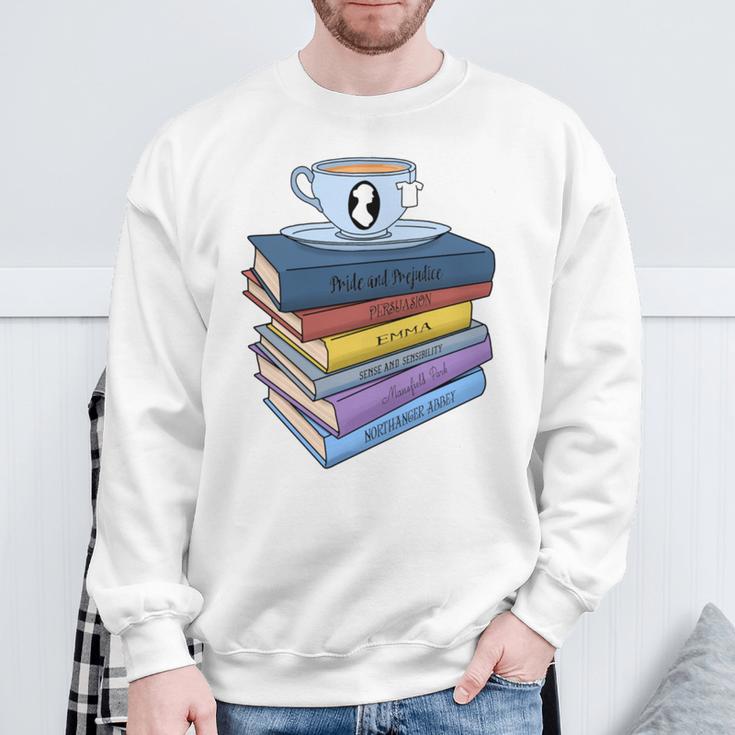 Jane Austen Books And Tea Sweatshirt Gifts for Old Men