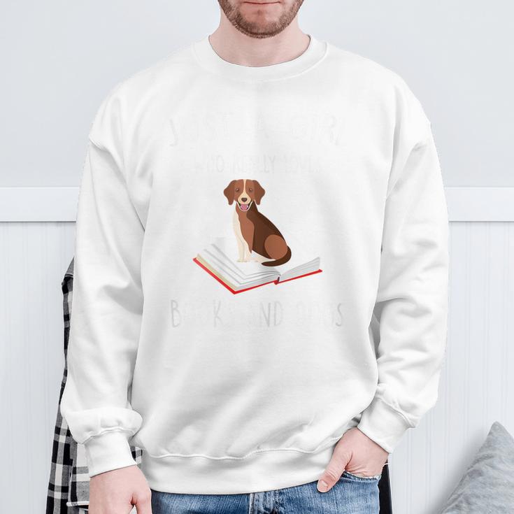 Just a Girl Loves Books And Dogs Reading Book Sweatshirt Gifts for Old Men