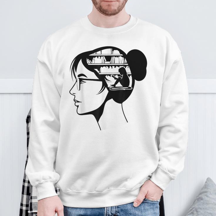 Just a Girl Who Loves Books Reading Silhouette Graphic Sweatshirt Gifts for Old Men