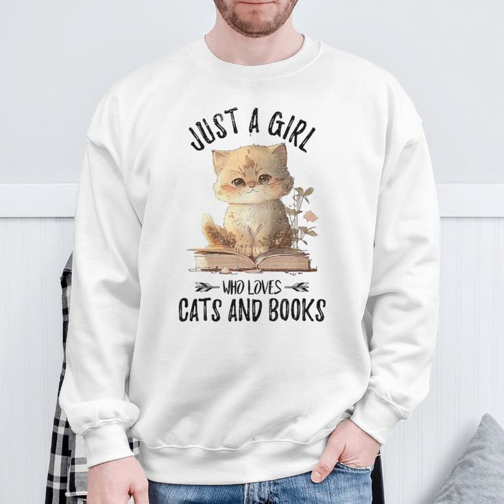 Just A Girl Who Loves Cats And Books Kitties Pet Art Lover Sweatshirt Gifts for Old Men Just A Girl Who Loves Cats And Books Kitties Pet Art Lover Sweatshirt Gifts for Old Men