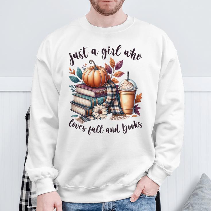 Just a Girl Who Loves Fall And Books Pumpkin Spice Autumn Sweatshirt Gifts for Old Men