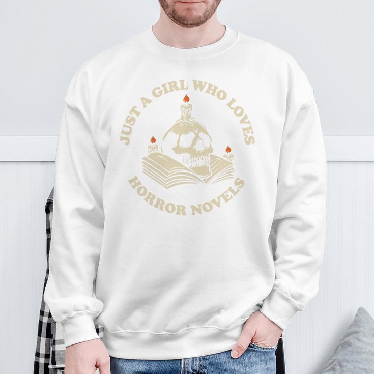 Just A Girl Who Loves Horror Novels Book Lover Sweatshirt Gifts for Old Men