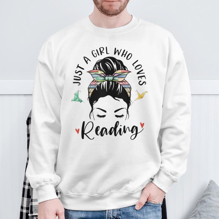Just A Girl Who Loves Reading Hair Bun For Book Lover Sweatshirt Gifts for Old Men