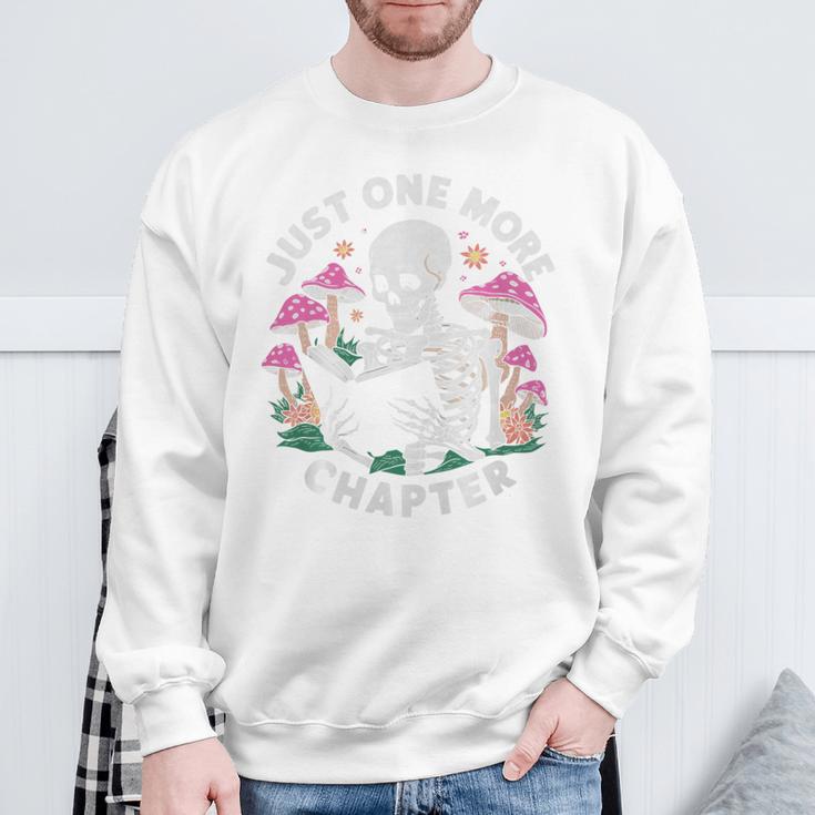Just One More Chapter Mushrooms Gothic Skeleton Book Lover Premium Sweatshirt Gifts for Old Men