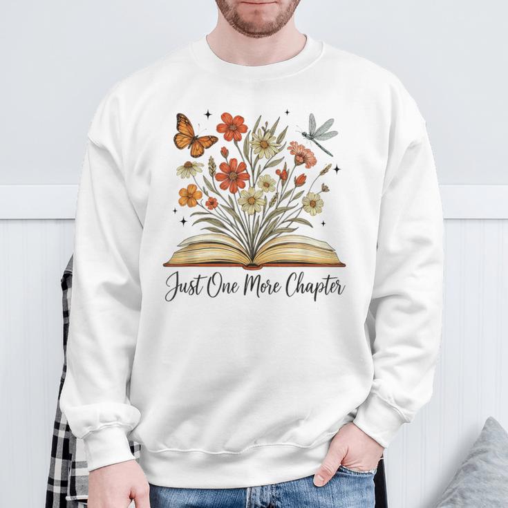 Just One More Chapter Open Book Flowers Sweatshirt Gifts for Old Men