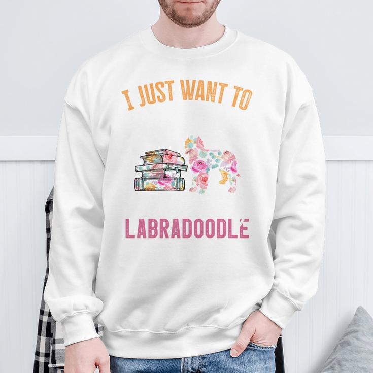 I Just Want To Read Books And Pet My Labradoodle Sweatshirt Gifts for Old Men