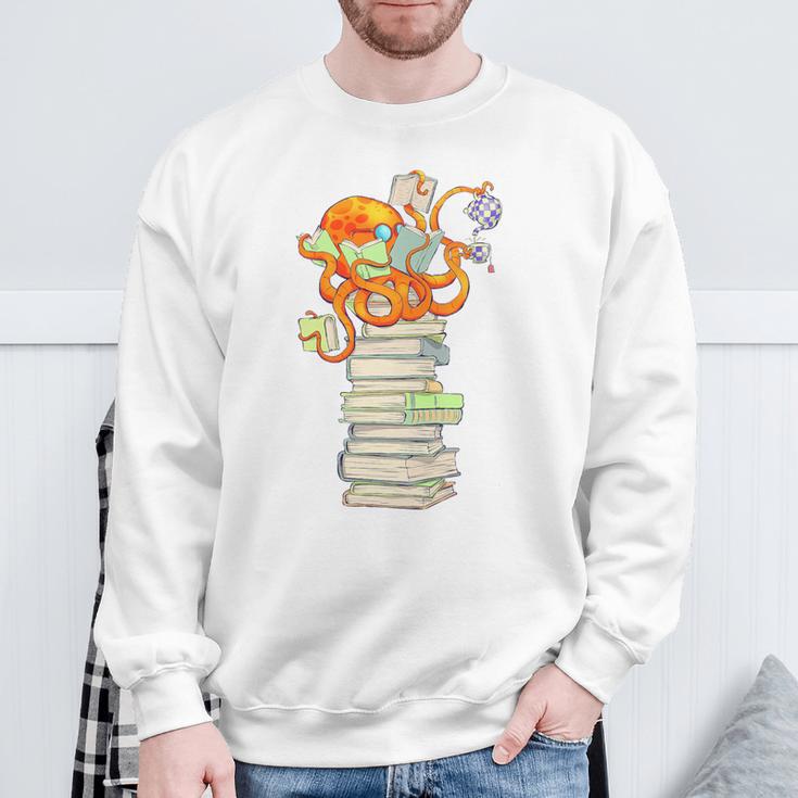 Kawaii Octopus Bookworm Fun Reading Tee For Book Lovers Premium Tri-Blend Sweatshirt Gifts for Old Men