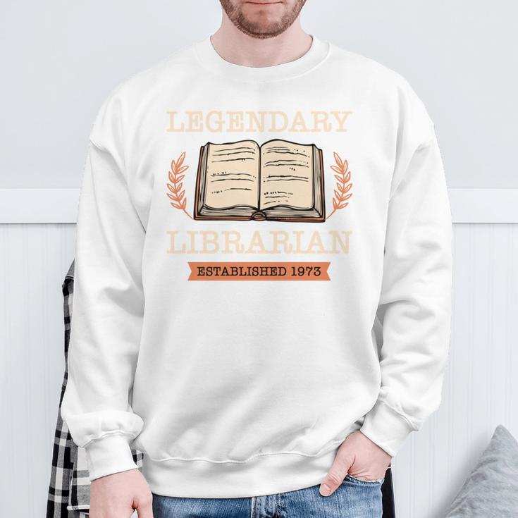 Legendary Librarian Established 1973 Library Book Birthday Sweatshirt Gifts for Old Men