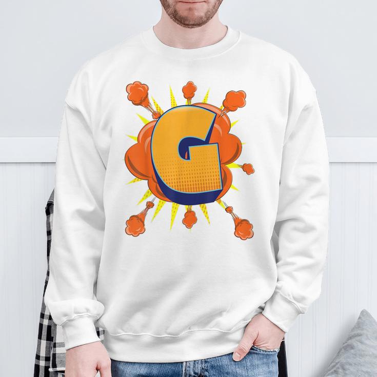 Letter G Initial Comic Book Vintage Matching Family Fun Sweatshirt Gifts for Old Men Letter G Initial Comic Book Vintage Matching Family Fun Sweatshirt Gifts for Old Men