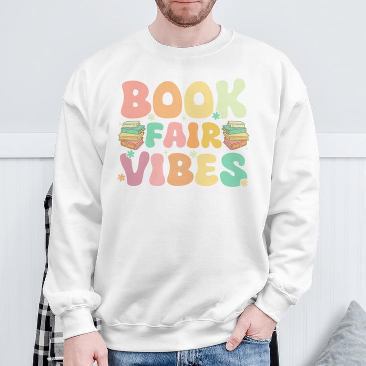 Library Book Fair Vibe Groovy Retro School Reading Nostalgic Sweatshirt Gifts for Old Men