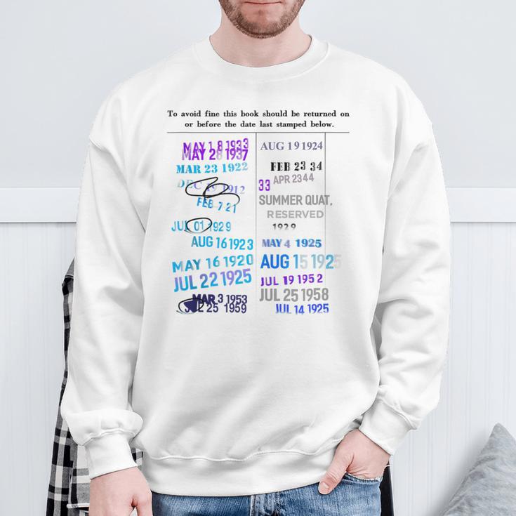 Library Date Stamp Shirt Librarian Shirt Library Book Stamp Sweatshirt Gifts for Old Men