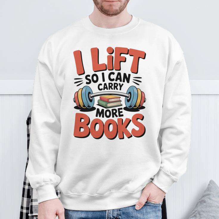 Lift So I Can Carry More Books Reading Lovers Reader Workout Premium Tri-Blend Sweatshirt Gifts for Old Men