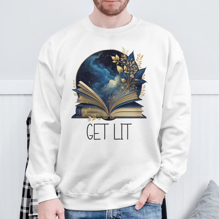 Lets Get Lit Book ShirtGet Lost In a Book SignFloral Book Sweatshirt Gifts for Old Men