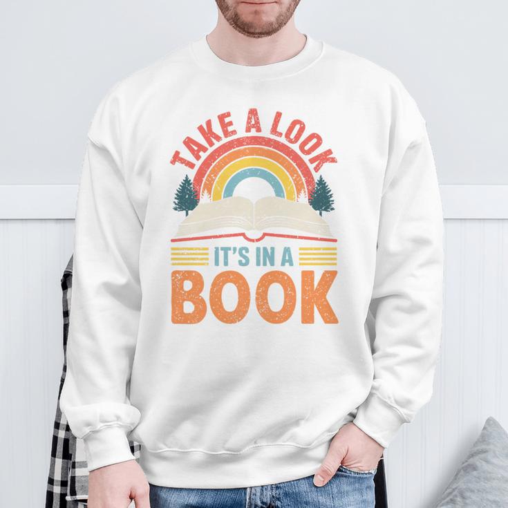 Take A Look It's In A Book Retro Reading Book Lover Premium Tri-Blend Sweatshirt Gifts for Old Men