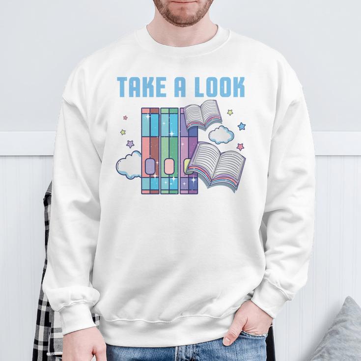Take A Look Its In A Book Shirt Reading Readers Sweatshirt Gifts for Old Men
