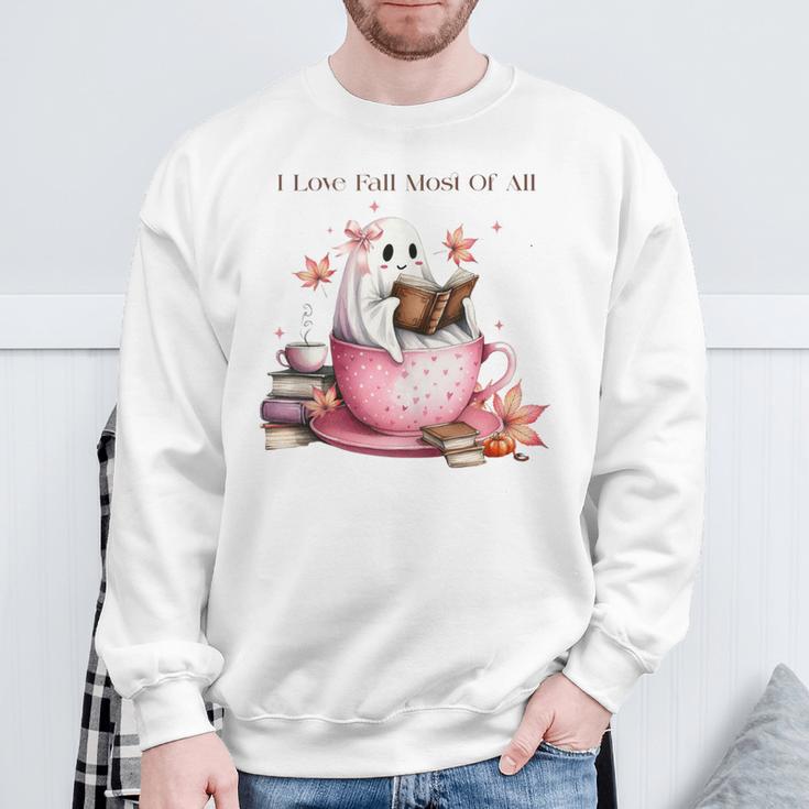 I Love Fall Most Of All Halloween Ghost Book Lover Sweatshirt Gifts for Old Men I Love Fall Most Of All Halloween Ghost Book Lover Sweatshirt Gifts for Old Men