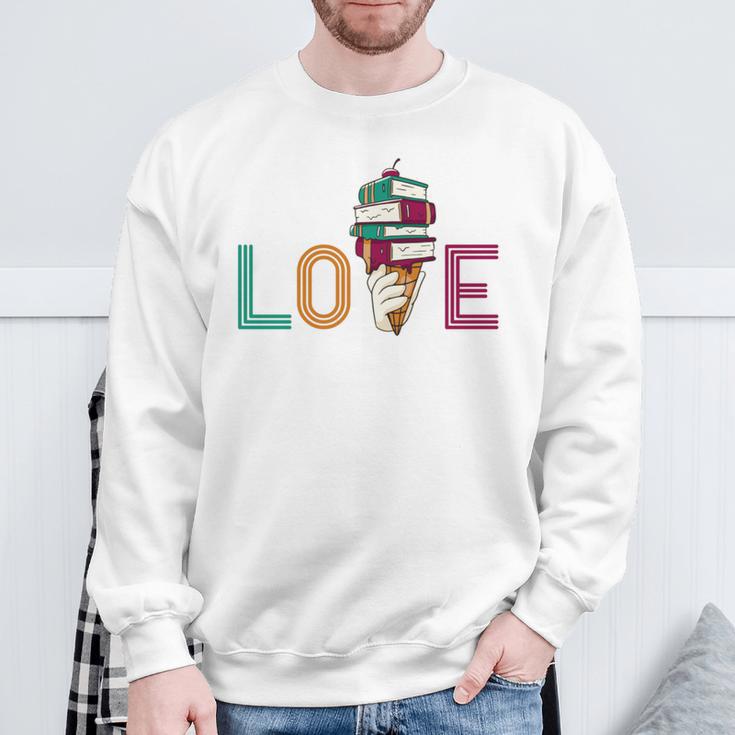 Love Ice Cream Readers Bookmarks Read Librarian Student Book Sweatshirt Gifts for Old Men