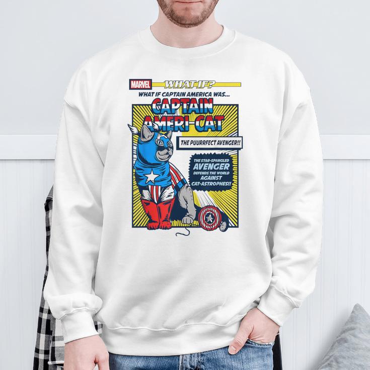 Marvel What If Captain Ameri-Cat Comic Book Cover Sweatshirt Gifts for Old Men Marvel What If Captain Ameri-Cat Comic Book Cover Sweatshirt Gifts for Old Men