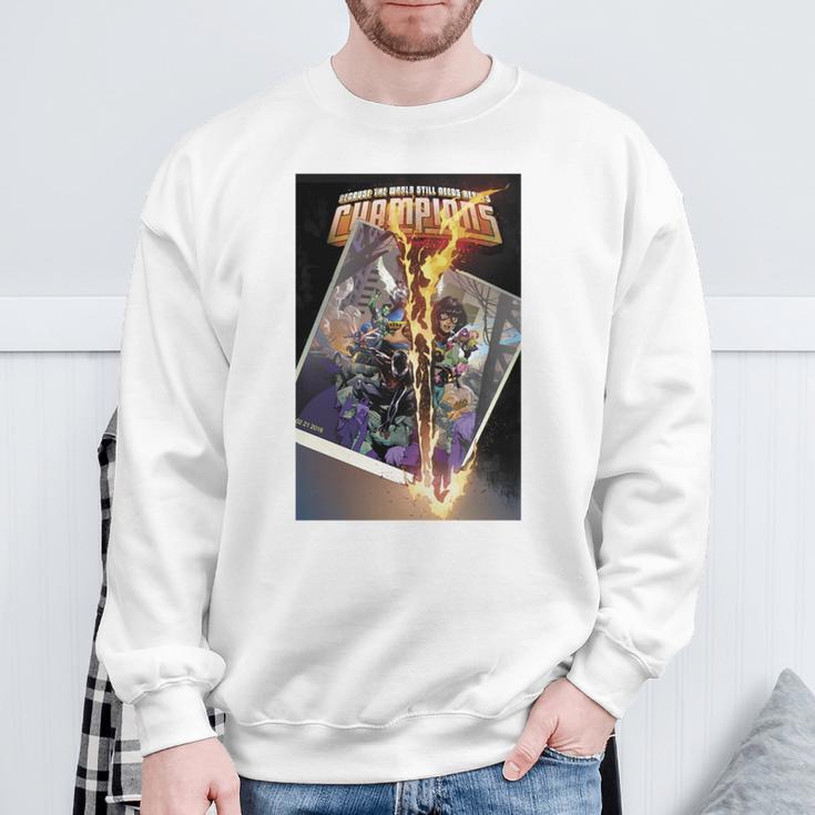 Marvel Comixology Champions Unlimited Comic Book Cover Comfort Colors Crop Top Sweatshirt Gifts for Old Men
