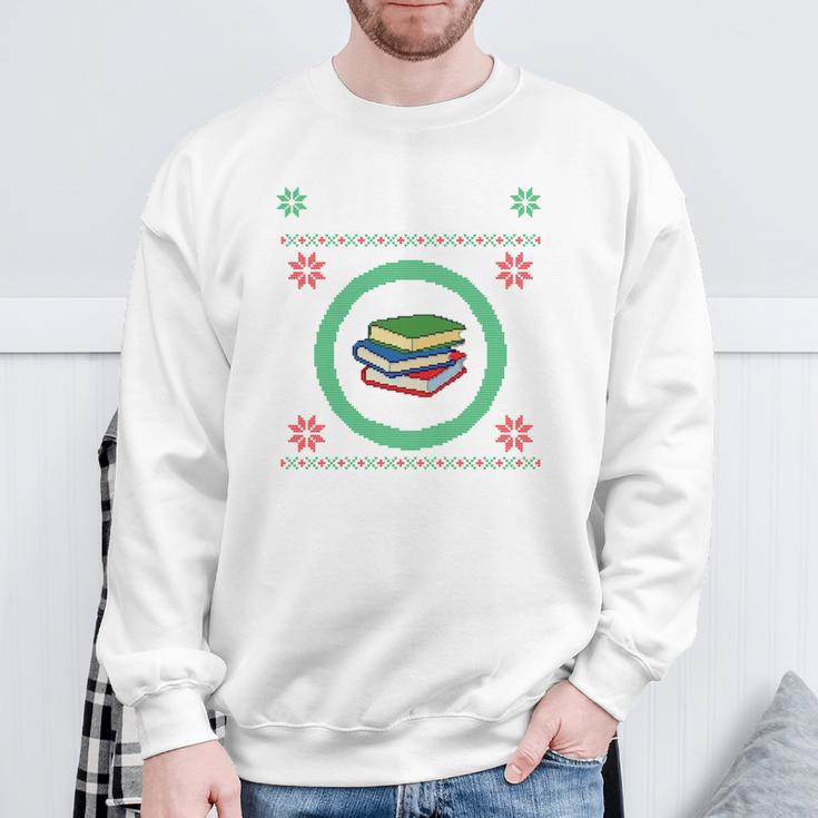 Merry Bookmas Christmas Jumper Avid Reader Ugly Sweater Book Sweatshirt Gifts for Old Men