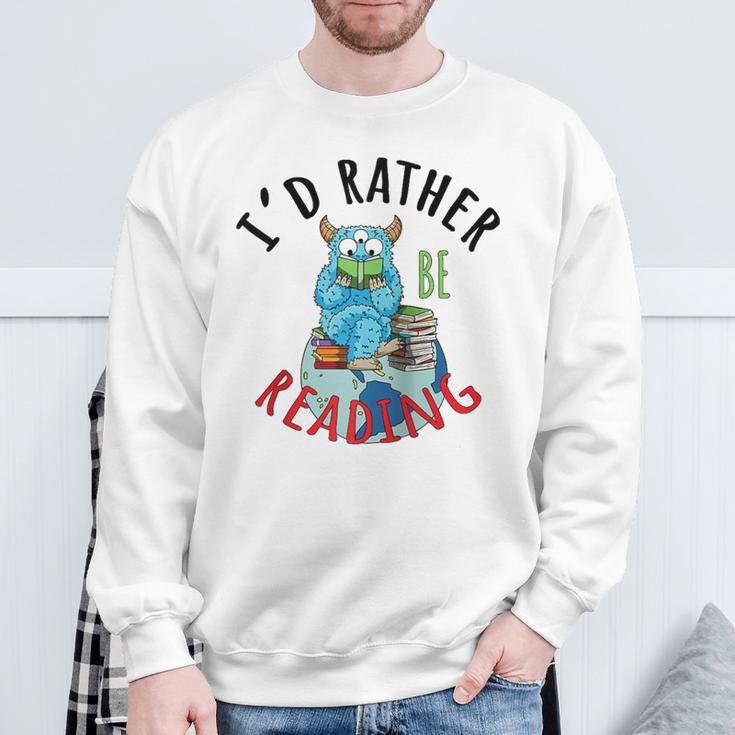 Monster Love Reading Animal Book Lover I'd Rather Be Reading Raglan Baseball Tee Sweatshirt Gifts for Old Men Monster Love Reading Animal Book Lover I'd Rather Be Reading Raglan Baseball Tee Sweatshirt Gifts for Old Men