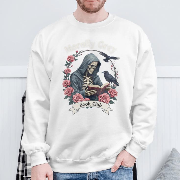 Morally Grey Book Club Gothic Skeleton And Raven Vintage Premium Tri-Blend Sweatshirt Gifts for Old Men