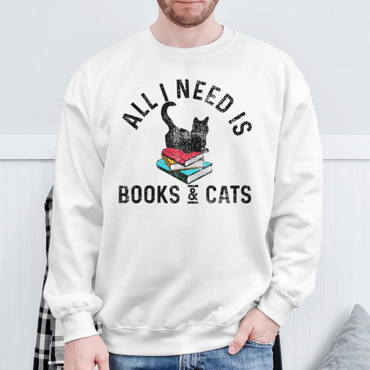 All Need Is Books & Cats Book Reader And Kittens Art Sweatshirt Gifts for Old Men All Need Is Books & Cats Book Reader And Kittens Art Sweatshirt Gifts for Old Men