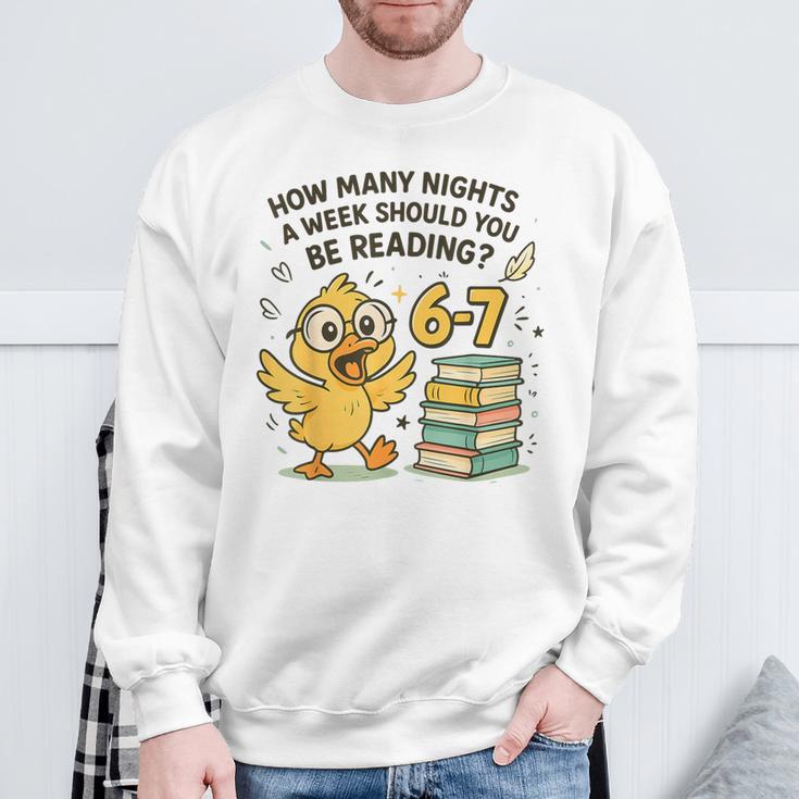 How Many Nights Reading Duck 67 Meme Book Lovers Sweatshirt Gifts for Old Men