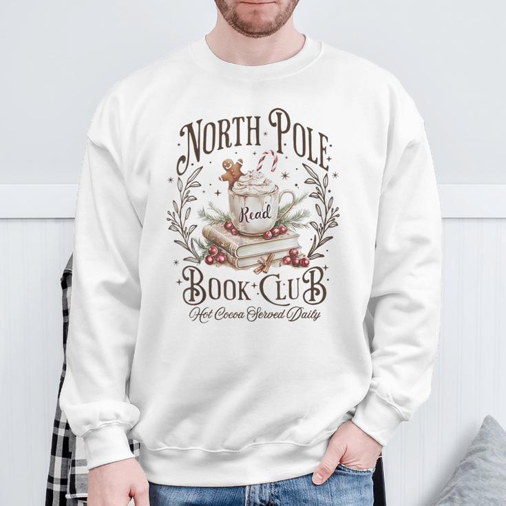 North Pole Readers Club Bookish Xmas Santa Book Reading Sweatshirt Gifts for Old Men