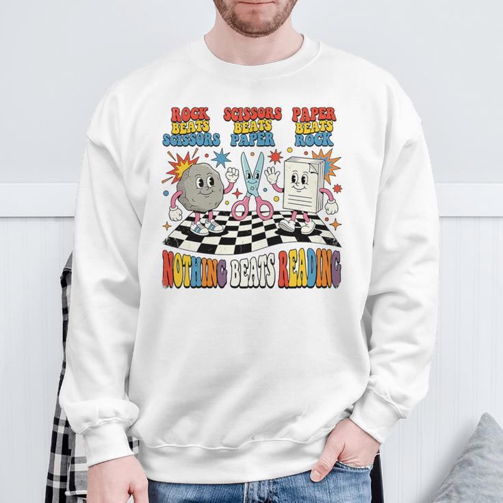 Nothing Beats Reading Rock Paper Scissors Book Love Premium Tri-Blend Sweatshirt Gifts for Old Men