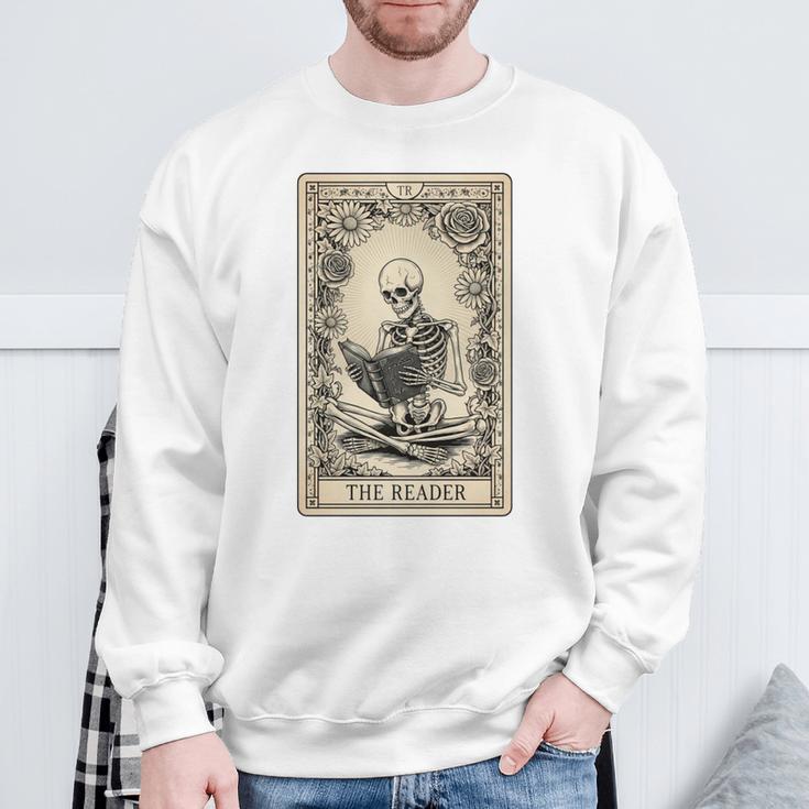 Occult Reader Tarot Card Book Lover Skeleton Reading Sweatshirt Gifts for Old Men