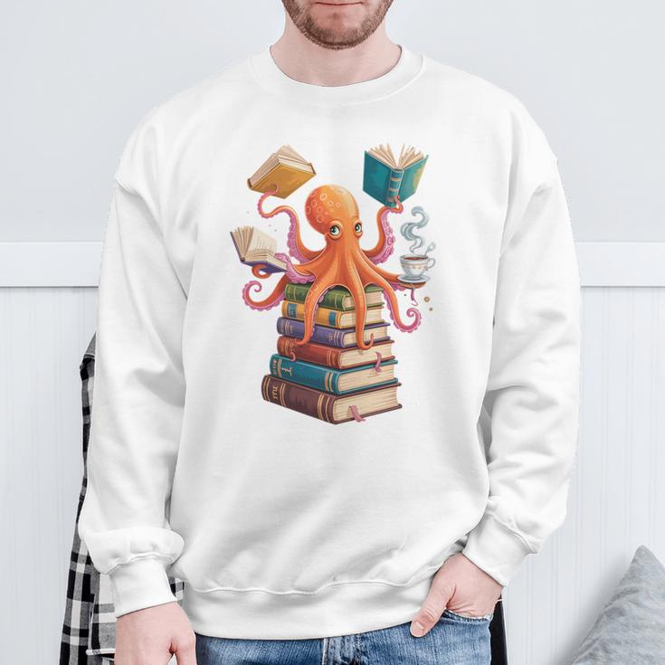 Octopus Book Reading Book Reader Ocean Octopus Premium Tri-Blend Sweatshirt Gifts for Old Men