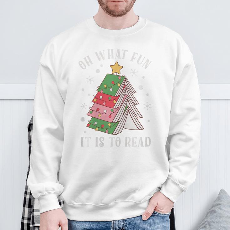 Oh What Fun It Is To Read Book Christmas Tree Premium Tri-Blend Sweatshirt Gifts for Old Men