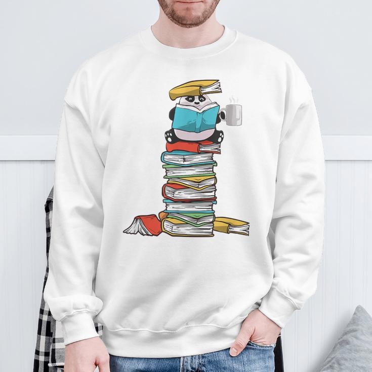 Panda Bear Loves Reading Illustration For A Book Nerd Sweatshirt Gifts for Old Men
